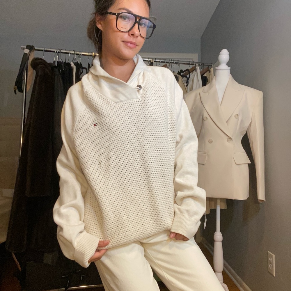 Tommy Hilfiger Cream Knit Cowl Neck Sweater